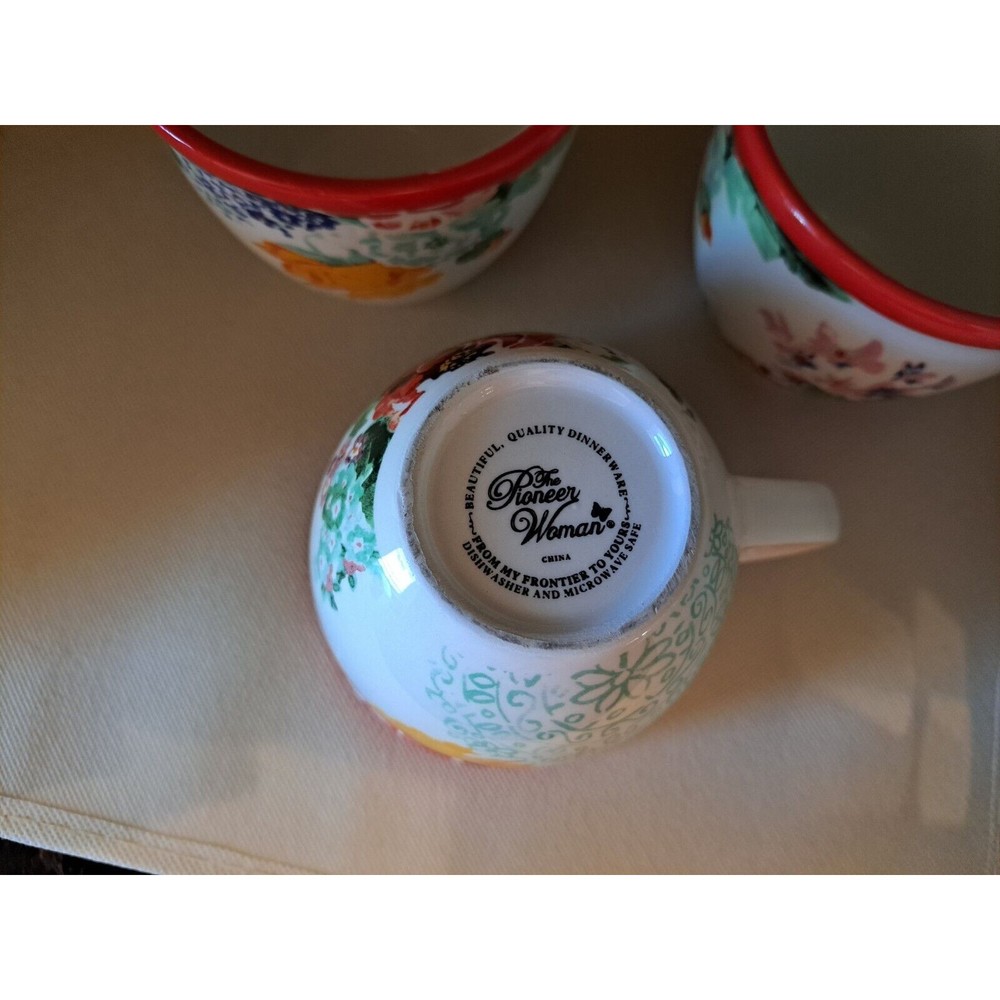 Pioner Woman Red Rim Cups - Picture 2 of 7